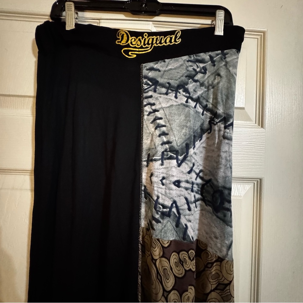 Desigual Asymmetrical Black and White Midi Skirt